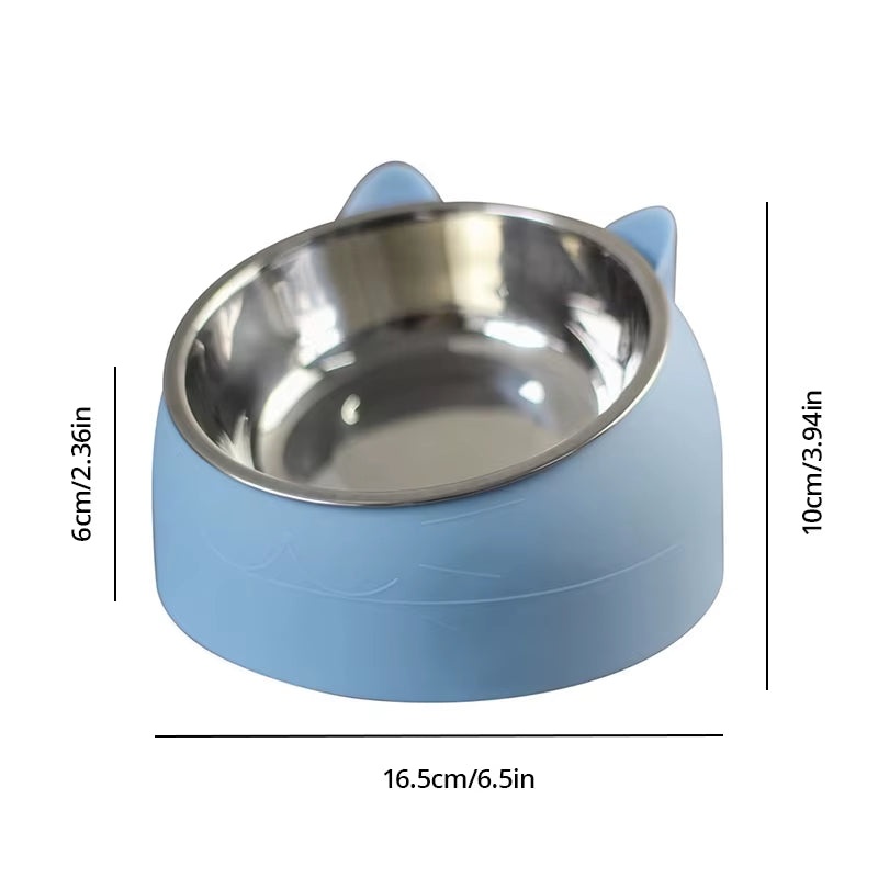 Stainless Steel Creative Inclined Feeding Bowl for Cats and Dogs