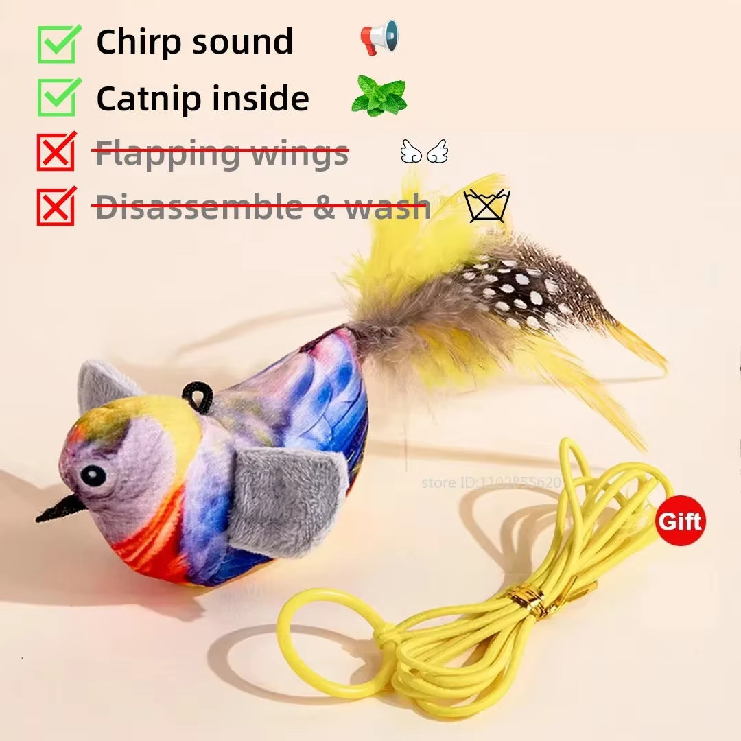 Simulated Bird Cat Toy Interactive Toys Dog Rechargeable Chirping Flapping Bird(No Flying) Catnip Touch Activated Plush Toy Pet