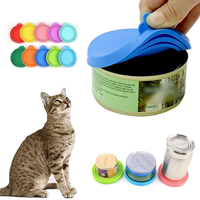 Reusable Pet Food Can Covers with Spoon or without - Portable Storage Solutions for Dogs and Cats