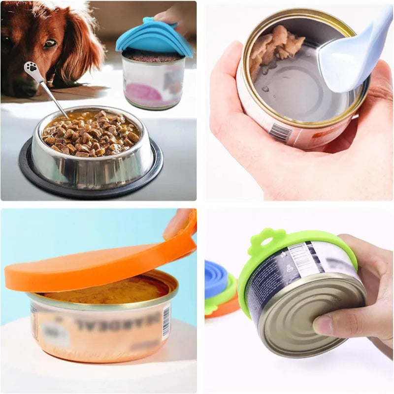 Reusable Pet Food Can Covers with Spoon or without - Portable Storage Solutions for Dogs and Cats