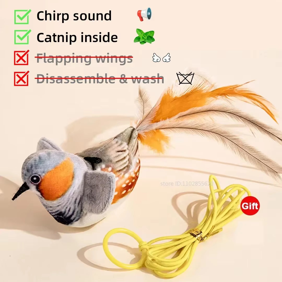Simulated Bird Cat Toy Interactive Toys Dog Rechargeable Chirping Flapping Bird(No Flying) Catnip Touch Activated Plush Toy Pet