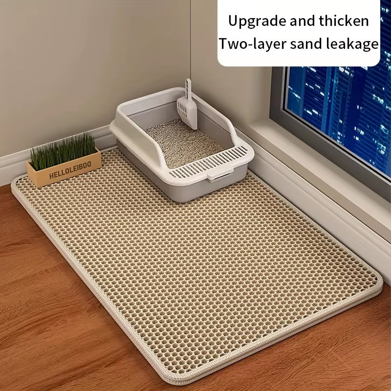 Large Cat Litter Mat - Advanced Honeycomb Double Layer Design, Waterproof, Easy to Clean, Scatter Control