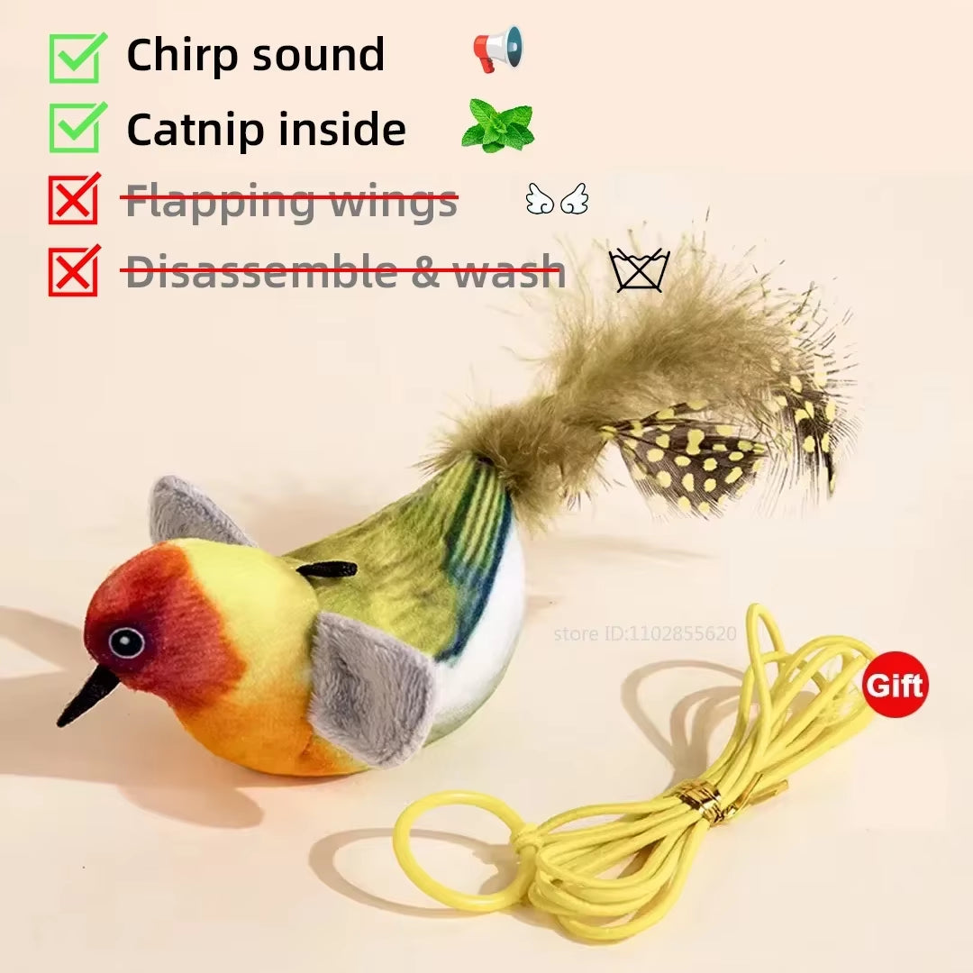 Simulated Bird Cat Toy Interactive Toys Dog Rechargeable Chirping Flapping Bird(No Flying) Catnip Touch Activated Plush Toy Pet