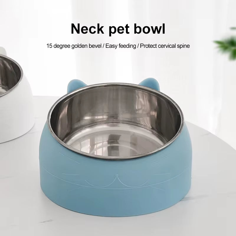 Stainless Steel Creative Inclined Feeding Bowl for Cats and Dogs