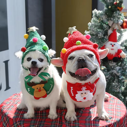 Santa Hat and Bandana Set for Pets: Ideal for Holiday Celebrations and Festive Gatherings