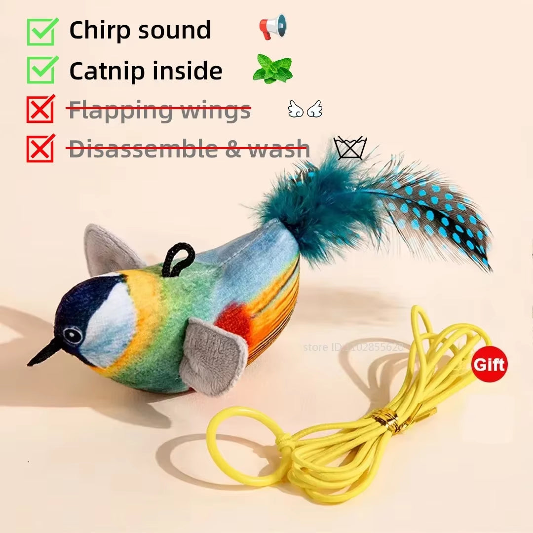 Simulated Bird Cat Toy Interactive Toys Dog Rechargeable Chirping Flapping Bird(No Flying) Catnip Touch Activated Plush Toy Pet