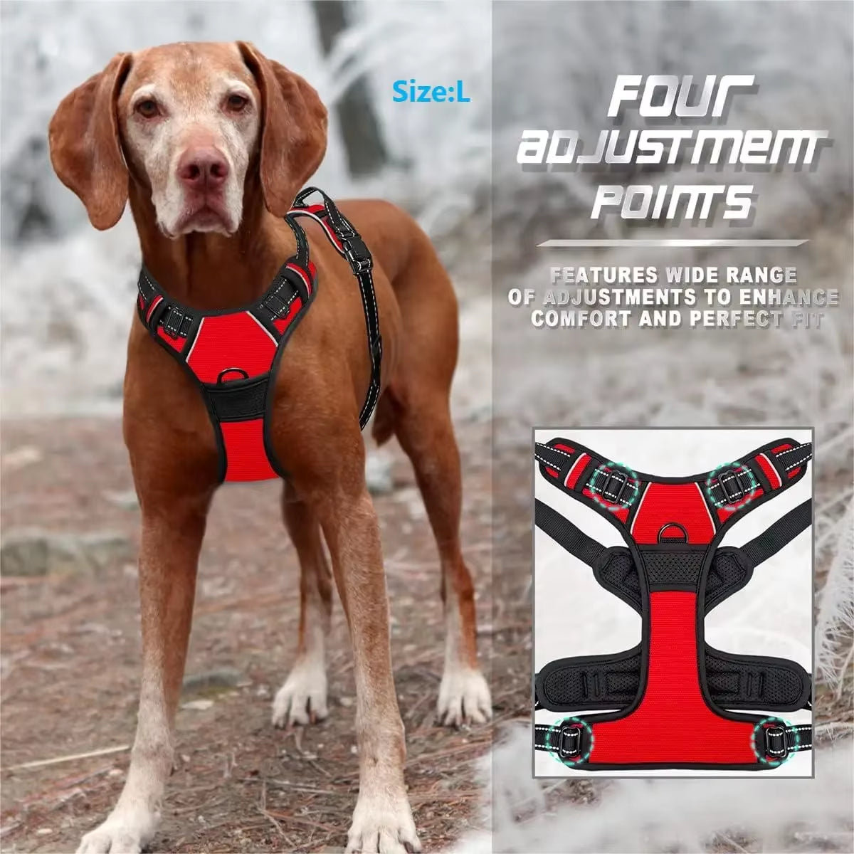 Heavy-Duty Reflective No-Pull Dog Harness with Front Clip and Control Handle for Dog Walking