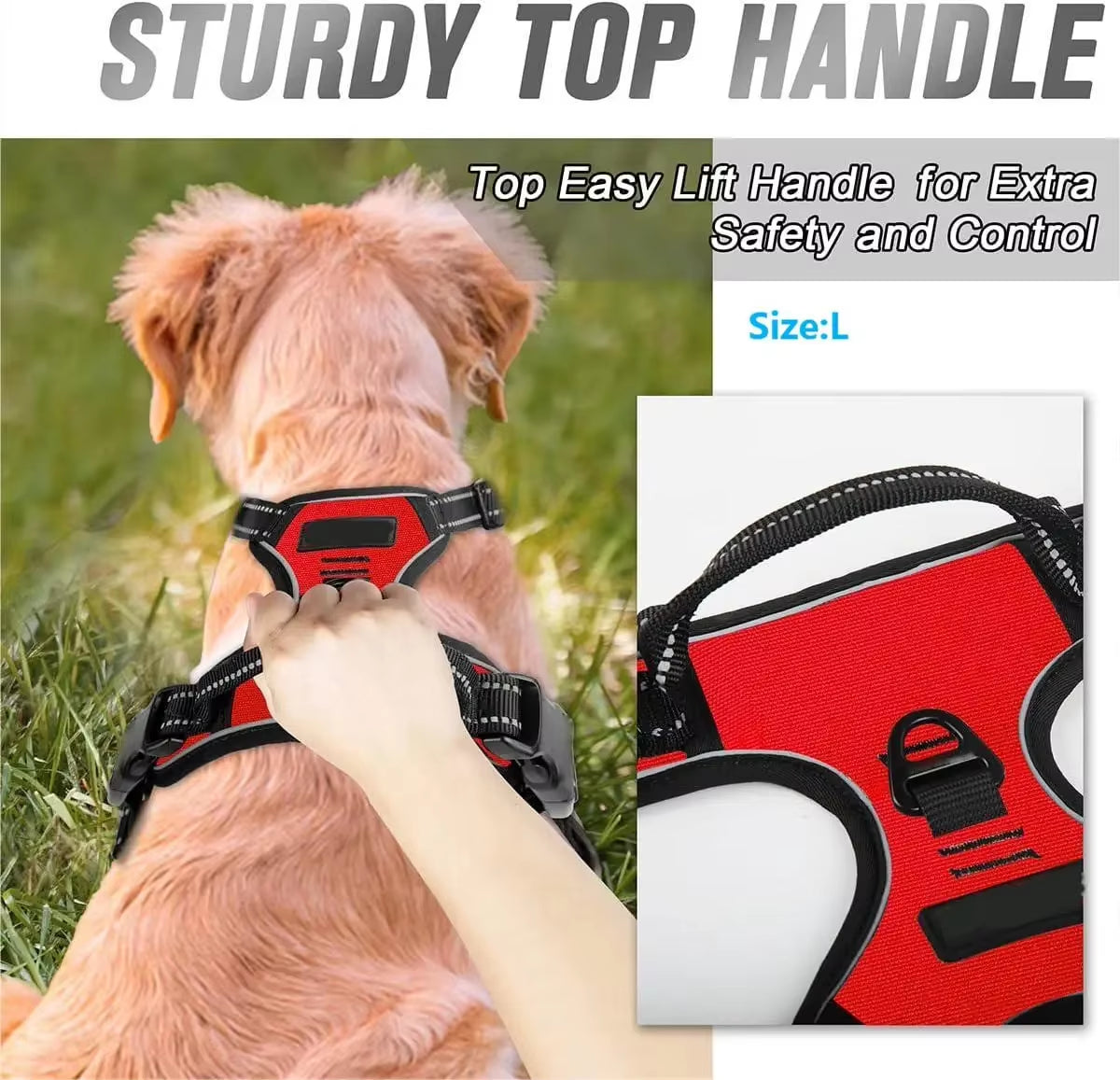Heavy-Duty Reflective No-Pull Dog Harness with Front Clip and Control Handle for Dog Walking
